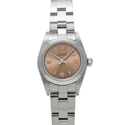 USED ROLEX OYSTER PERPETUAL 76080 PINK CASE SIZE 24×24MM LADIES WATCH #41141