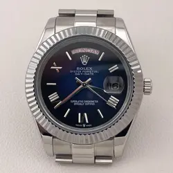 100%•AUTH•♛ROLEX♕MEN'S WATCH OYSTER PERPETUAL DAY-DATE BLUE DIAL 41MM