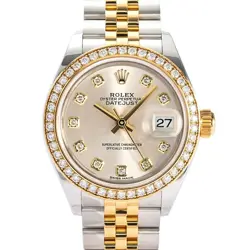 USED ROLEX DATEJUST 28 279383RBR/J SILVER CASE SIZE 28MM LADIES WATCH #4101