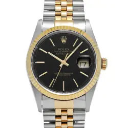 USED ROLEX DATEJUST 16233 BLACK CASE SIZE 36×36MM MEN'S WATCH #432111