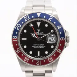 ROLEX GMT MASTER 16750 SS AT BLACK DIAL 2 EXTRA LINKS CROWN GUARD PARTIALLY SHAV