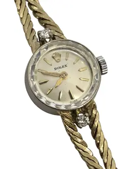 ROLEX 1960S LADIES TRIPLE SIGNED WHITE GOLD AND DIAMOND SET BRACELET WRIST WATCH
