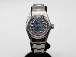 ESTATE $7000 ROLEX OYSTER PERPETUAL BLUE MOP RUBY DIAMOND SS LADIES WATCH WTY