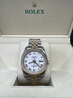 ROLEX DATEJUST 116231 PINK AND SILVER JUBILEE BRACELET WITH PINK BEZEL 36MM WBOX