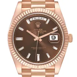 ROLEX PRESIDENT DAY-DATE 40MM ROSE GOLD CHOCOLATE DIAMOND WATCH 228235 BOX CARD