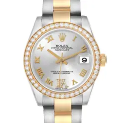 ROLEX DATEJUST 31 MIDSIZE STEEL YELLOW GOLD DIAMOND LADIES WATCH 178383