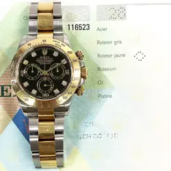 2003 ROLEX COSMOGRAPH DAYTONA 116523, 40MM, STEEL & YELLOW GOLD, BLACK DIAMON...
