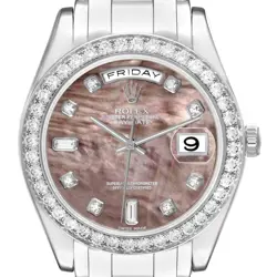 ROLEX DAY-DATE MASTERPIECE PLATINUM MOTHER OF PEARL DIAMOND MENS WATCH 18946