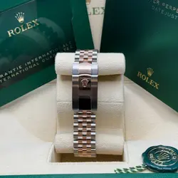 Rolex Datejust 41 Silver Motif Index Two Tone Rose Gold Fluted Jubilee Bracelet