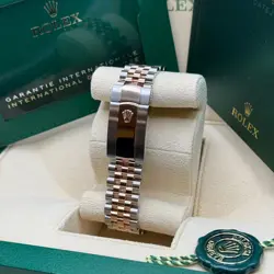 Rolex Datejust 41 Silver Motif Index Two Tone Rose Gold Fluted Jubilee Bracelet