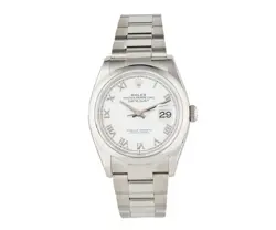 ROLEX DATEJUST 116200, 36MM, WHITE ROMAN NUMERAL DIAL, STAINLESS STEEL WATCH