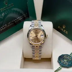 ROLEX DATEJUST 31 NEW 2025 CHAMPAGNE INDEX TWO TONE YELLOW GOLD FLUTED JUBILEE