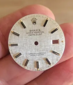 BEAUTIFUL PATINA 100% GENUINE,MEN DATEJUST 36M QUICK SET ROLEX SILVER LINEN DIAL