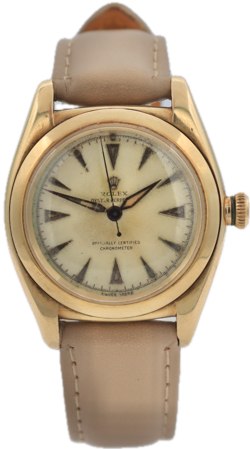VINTAGE 1947 ROLEX 3131 BUBBLE BACK MEN'S AUTOMATIC WRISTWATCH SWISS 14K GOLD