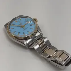 ROLEX DATE 34 MM BLUE TURQUOISE TWO TONE OYSTER AUTOMATIC WATCH 1500 CIRCA 1969