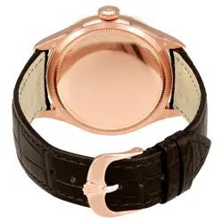 Rolex Cellini Time Self-Winding Black Dial Brown Strap Automatic Mens Watch
