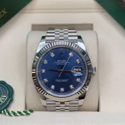 ROLEX DATEJUST 41 NEW 2025 BLUE DIAMOND DIAL DIAL STAINLESS STEEL FLUTED JUBILEE