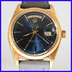 VINTAGE ROLEX PRESIDENT 1803 BLUE DIAL NON QUICK 18K SOLID GOLD MENS WATCH