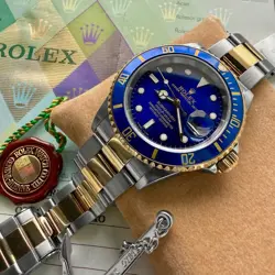 ROLEX 16613 BLUE SUBMARINER 16613 LB BLUESY SERVICED + BOX + PAPERS