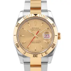 ROLEX DATEJUST TURN-O-GRAPH 116263 CHAMPAGNE STEEL YELLOW GOLD OYSTER MENS WATCH