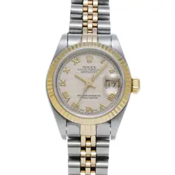 ROLEX DATEJUST 10P 69173G NUMBER T (AROUND 1996) IVORY PYRAMID LADIES WATCHE...