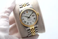 ROLEX DATEJUST 36MM WHITE DIAL  16013 BIMETAL FLUTED BEZEL JUBILEE MEN'S WATCH