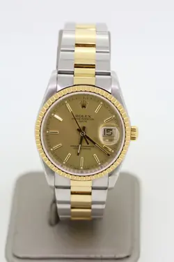 ROLEX 15223 DATE TWO TONE GOLD DIAL MEN'S WRISTWATCH