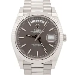 MINT PAPERS Rolex Day-Date SLATE Gray President 18K White Gold 40mm 228239 BOX