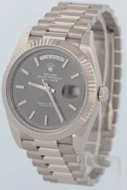 MINT PAPERS Rolex Day-Date SLATE Gray President 18K White Gold 40mm 228239 BOX