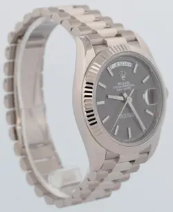 MINT PAPERS Rolex Day-Date SLATE Gray President 18K White Gold 40mm 228239 BOX