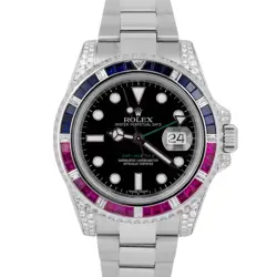 MINT ROLEX GMT-MASTER II DIAMOND SAPPHIRE RUBY 40MM BLACK WATCH 116710 LN BOX