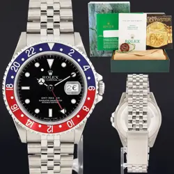 PAPERS MINT ROLEX GMT-MASTER 16700 PEPSI RED BLUE JUBILEE 40MM STEEL WATCH BOX