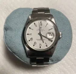 ROLEX DATE 34 MM STEEL OYSTER WHITE ROMAN AUTOMATIC WATCH