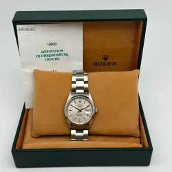 ROLEX DATEJUST 16200 SILVER STICKS DIAL STEEL AUTOMATIC MENS WATCH B&P