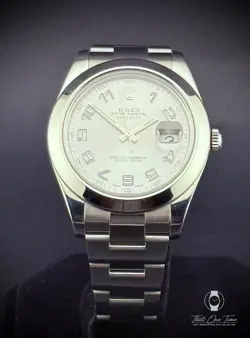 ROLEX DATEJUST 116300 OYSTER BRACELET RARE SILVER DIAL BLUE LUMED NUMERALS