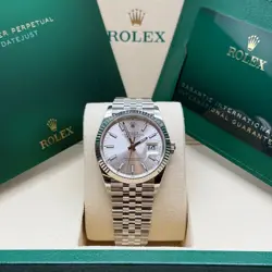 ROLEX DATEJUST 36 NEW 2025 SILVER INDEX DIAL STAINLESS STEEL FLUTED JUBILEE