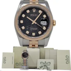ROLEX DATEJUST 36MM STEEL & ROSE GOLD BLACK DIAMOND 116231 ROLEXSERVICED #2301-1