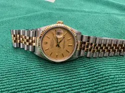 ROLEX DATEJUST RARE LINEN DIAL -  116233 GOLD AND SILVER JUBILEE BRACELET