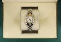 2006 ROLEX LADIES DATEJUST 179173 WHITE PYRAMID DIAL TT 18KT JUBILEE 26MM