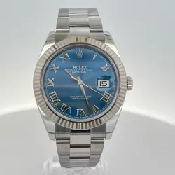 ROLEX DATEJUST 41 WATCH 41MM BLUE ROMAN DIAL STAINLESS STEEL BP 2020