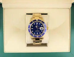 1984 ROLEX SUBMARINER 16808 BLUE DIAL SOLID 18KT OYSTER NO PAPERS 40MM