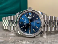 ROLEX DATEJUST W/ STICKERS BOX PAPERS BLUE DIAL JUBILEE 36MM WATCH 126200