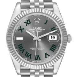 ROLEX DATEJUST 41 STEEL WHITE GOLD WIMBLEDON DIAL MENS WATCH 126334