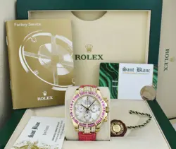 ROLEX 18KT GOLD DAYTONA MOP DIAL PINK BAGUETTE BEZEL DIAMONDS 116518 SANT BLANC