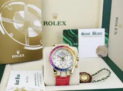 ROLEX 18kt Gold DAYTONA MOP Dial Rainbow Bezel - Diamonds 116518 SANT BLANC