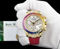 ROLEX 18kt Gold DAYTONA MOP Dial Rainbow Bezel - Diamonds 116518 SANT BLANC