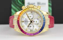 ROLEX 18kt Gold DAYTONA MOP Dial Rainbow Bezel - Diamonds 116518 SANT BLANC