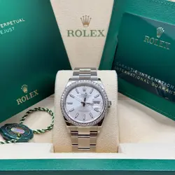 ROLEX DATEJUST 36 SILVER INDEX DIAL DIAMOND BEZEL STEEL OYSTER BRACELET