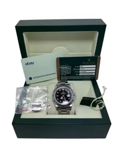 ROLEX EXPLORER II 16570 STAINLESS STEEL OYSTER 40MM BLACK DIAL WITH BOX PAPERS