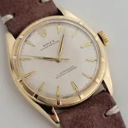MENS ROLEX OYSTER PERPETUAL REF 6085 34MM 18K GOLD 1950S AUTOMATIC SWISS RA443B